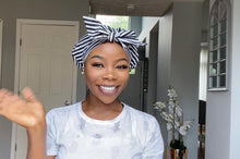 Load image into Gallery viewer, Black and White Fashionable Reusable Shower Cap/Bonnet