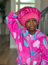 Load image into Gallery viewer, Satin bonnet kids hot pink