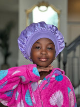 Load image into Gallery viewer, Purple satin bonnet kids
