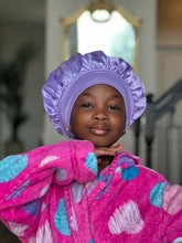 Load image into Gallery viewer, Purple satin bonnet kids