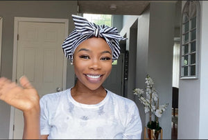 Black and White Fashionable Reusable Shower Cap/Bonnet